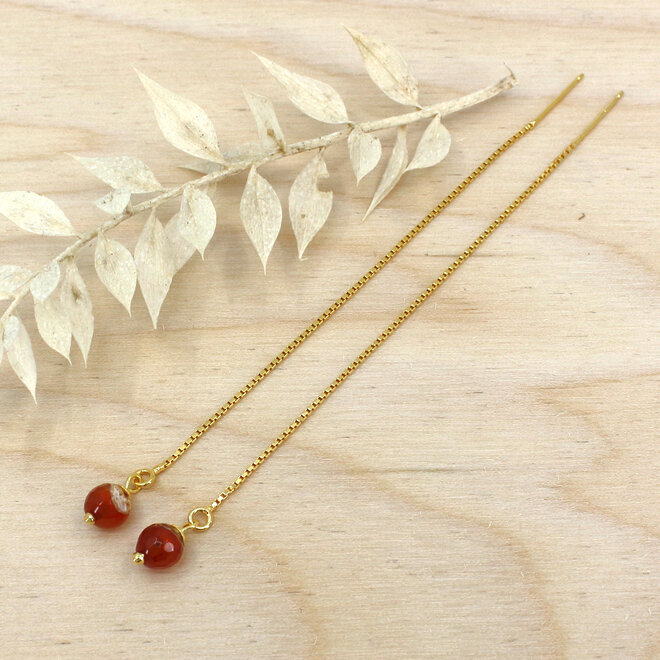 Durchzieher Ohrringe roter Achat - vergoldet - ARLIZI 2414 - Novi