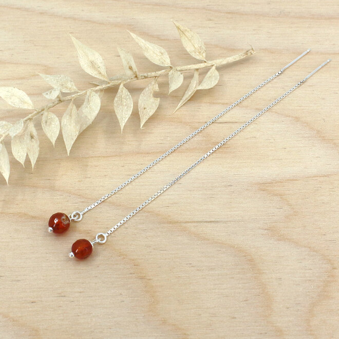 Durchzieher Ohrringe roter Achat - Sterling Silber - ARLIZI 2410 - Novi