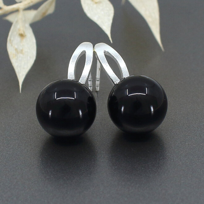 Oorbellen zwart onyx oorsteker - sterling zilver - ARLIZI 2421 - Margo