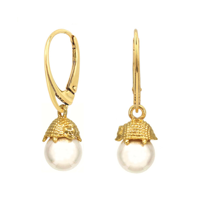 Oorbellen egel hanger verguld - 2427