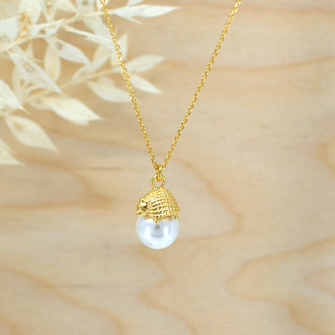 Ketting egel en parel hanger - verguld - ARLIZI 2304 - Fleury