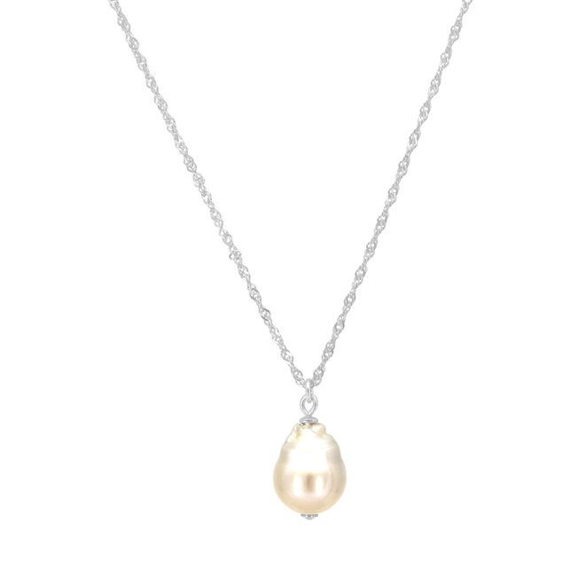Halskette Weiß Barock Perle Anhänger - Sterling Silber - ARLIZI 2154 - Coraline