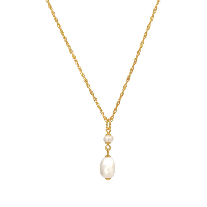 Ketting witte zoetwaterparels hanger - verguld - ARLIZI 2424 - Coraline