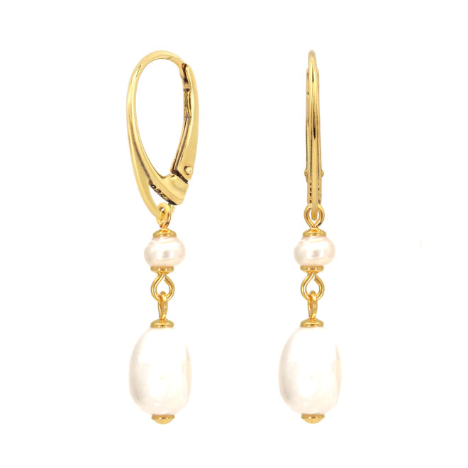 Oorbellen witte zoetwaterparels hanger - verguld - ARLIZI 2425 - Coraline