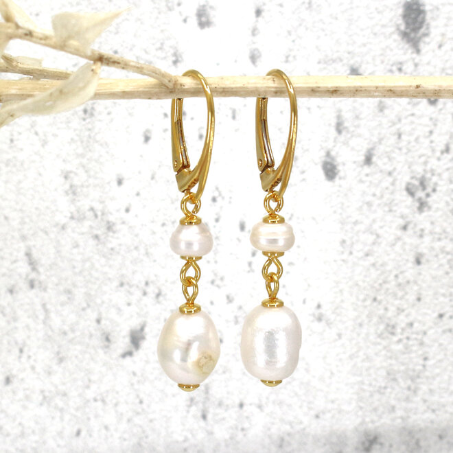 Ohrringe weißer Süßwasserperlen Anhänger - vergoldet - ARLIZI 2425 - Coraline