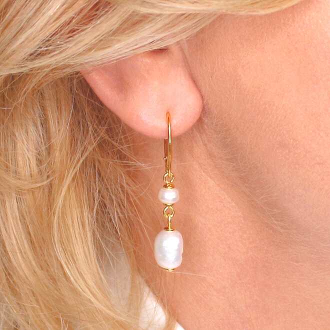 Ohrringe weißer Süßwasserperlen Anhänger - vergoldet - ARLIZI 2425 - Coraline