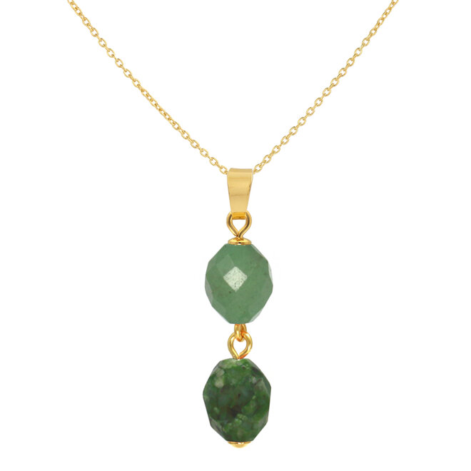 Necklace green Jade beads pendant - gold plated - ARLIZI 2436 - Jade