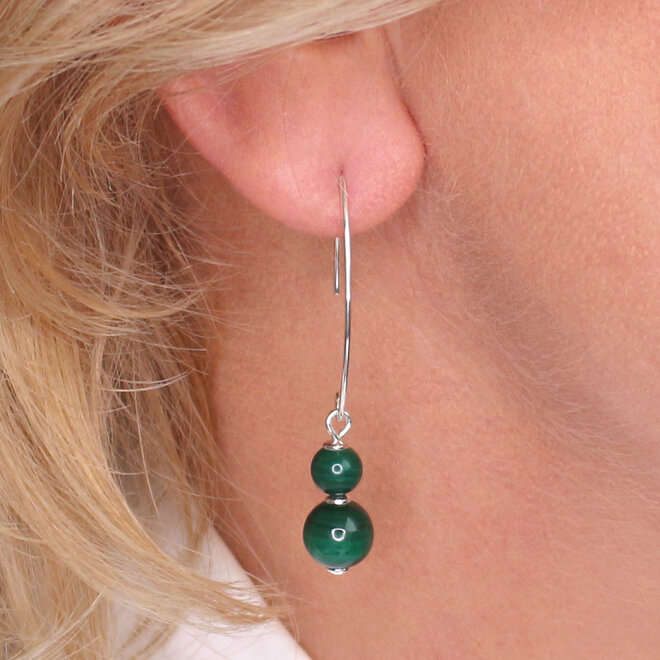 Ohrringe Malachit Perlen Ohrhänger - Sterling Silber - ARLIZI 2441 - Stella