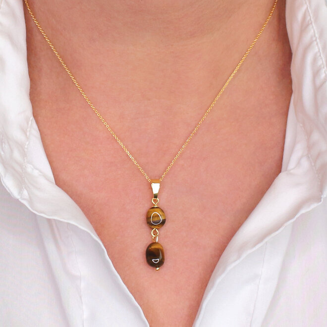 Halskette Tigerauge Anhänger - vergoldet - ARLIZI 2448 - Millie