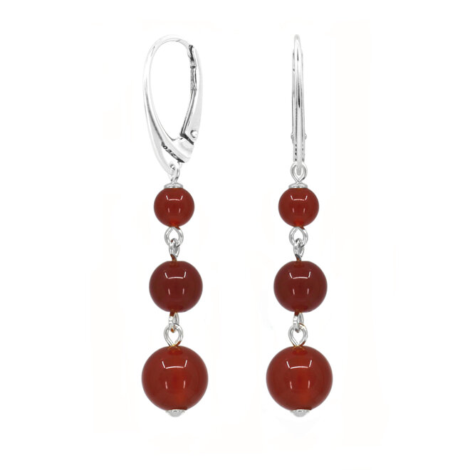 Ohrringe roter Karneol Anhänger - Sterling Silber - ARLIZI 2449 - Poppy