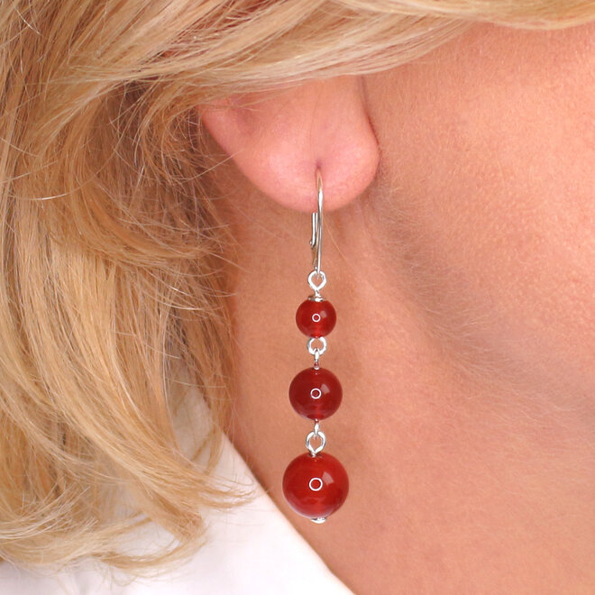 Ohrringe roter Karneol Anhänger - Sterling Silber - ARLIZI 2449 - Poppy