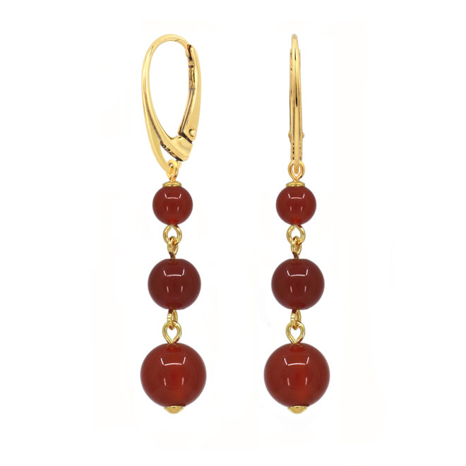 Ohrringe Rot Karneol vergoldet - 2452