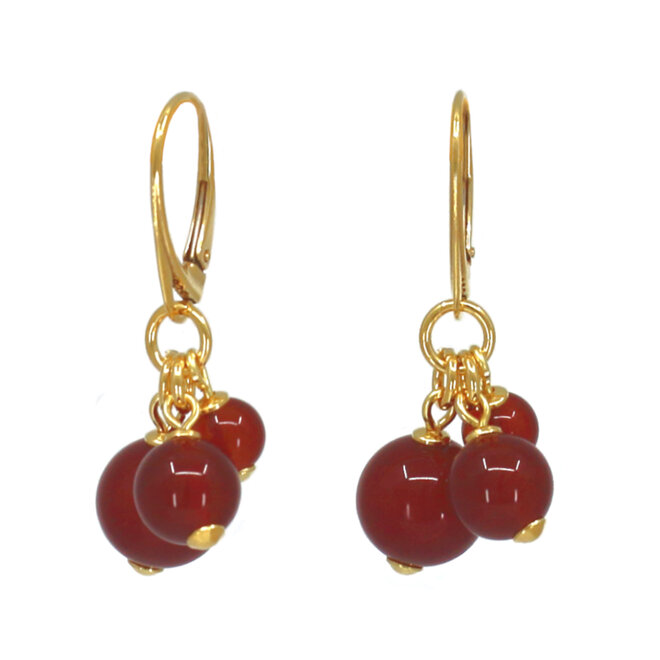 Oorbellen rood carneool verguld - 2453