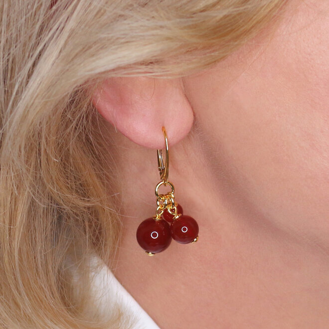Ohrringe roter Karneol Bündel-Anhänger - vergoldet - ARLIZI 2453 - Poppy