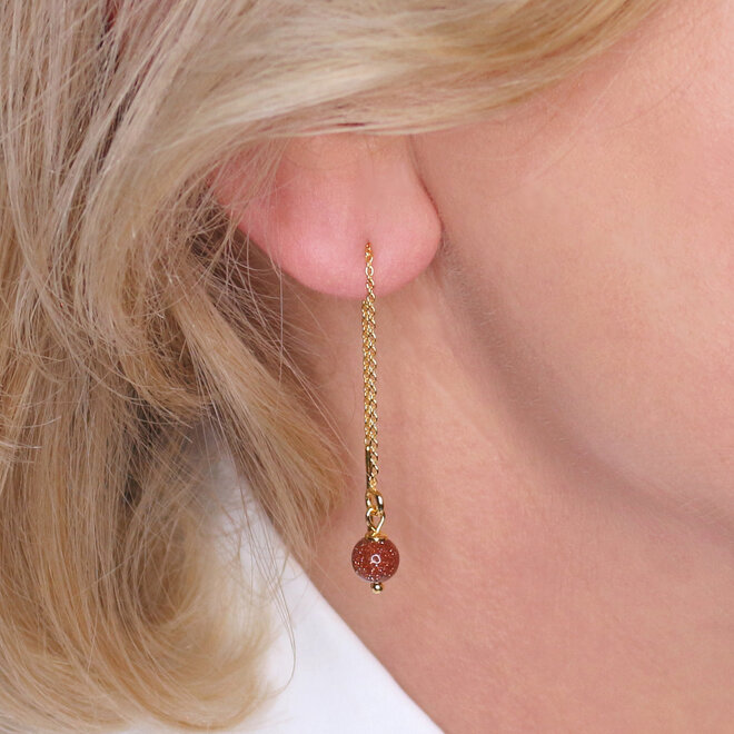 Durchzieher Ohrringe Orange-Braun Goldstein Perle - vergoldet - ARLIZI 2459 - Colette