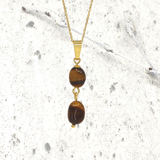 Halskette Tigerauge Anhänger - vergoldet - ARLIZI 2448 - Millie