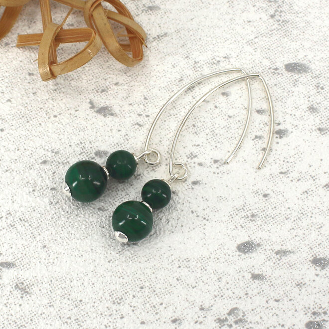 Ohrringe Malachit Perlen Ohrhänger - Sterling Silber - ARLIZI 2441 - Stella