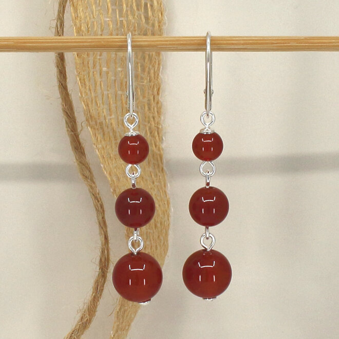 Ohrringe roter Karneol Anhänger - Sterling Silber - ARLIZI 2449 - Poppy