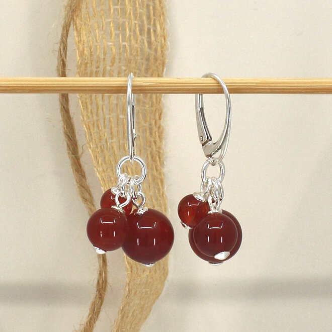 Ohrringe roter Karneol Bündel-Anhänger - Sterling Silber - ARLIZI 2450 - Poppy