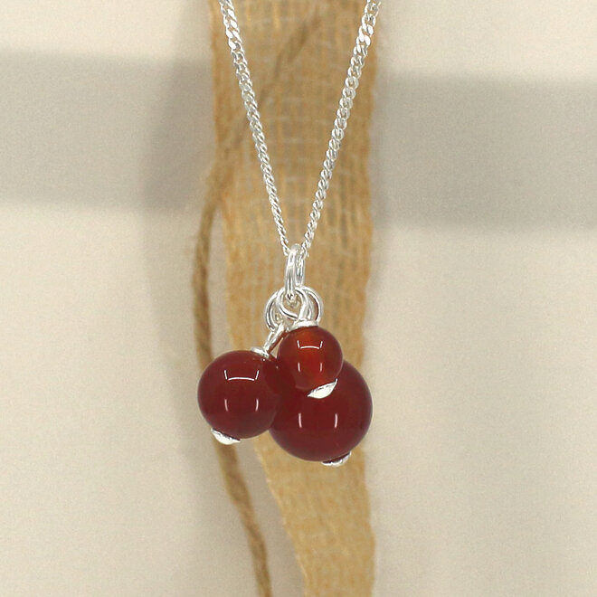 Halskette roter Karneol Bündel Anhänger - Sterling Silber - ARLIZI 2451 - Poppy