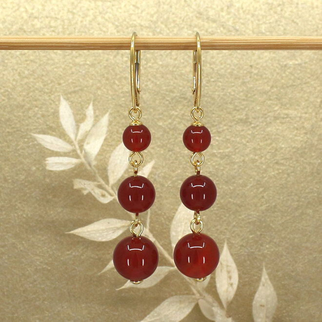 Oorbellen rood carneool hanger - verguld - ARLIZI 2452 - Poppy