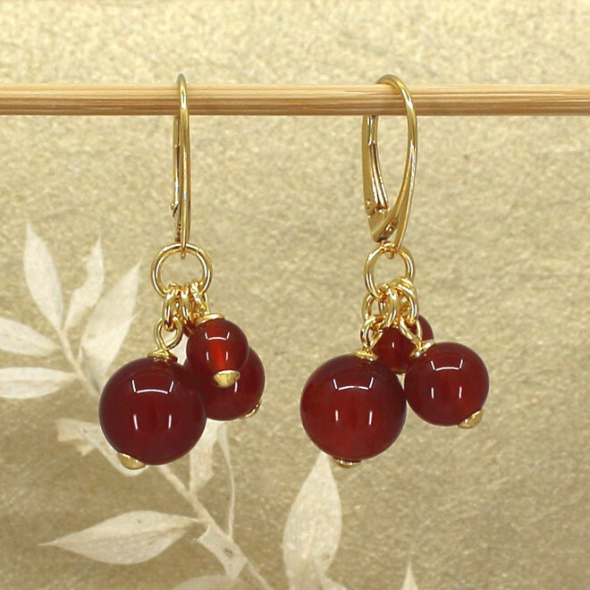 Ohrringe roter Karneol Bündel-Anhänger - vergoldet - ARLIZI 2453 - Poppy