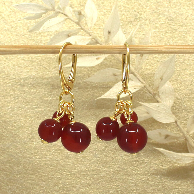 Ohrringe roter Karneol Bündel-Anhänger - vergoldet - ARLIZI 2453 - Poppy