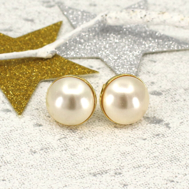 Ohrringe creme Perle Ohrstecker 10mm - vergoldet - ARLIZI 2472 - Lola