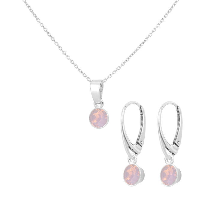 Sieradenset roze opaal Swarovski kristal hanger - sterling zilver - ARLIZI 2475 - Nala