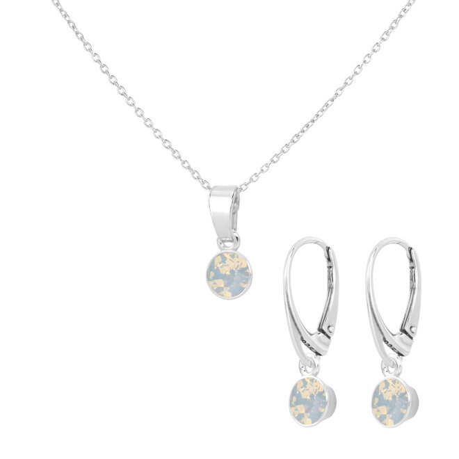 Schmuckset Weiß Opal Swarovski Kristall Anhänger - Sterling Silber - ARLIZI 2476 - Nala