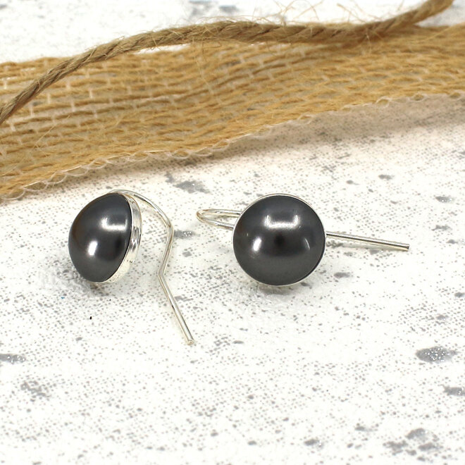 Oorbellen donkergrijze parel - sterling zilver - ARLIZI 2467 - Lola