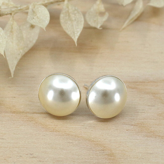 Oorbellen crème parel oorstekers 10mm - sterling zilver - ARLIZI 2470 - Lola