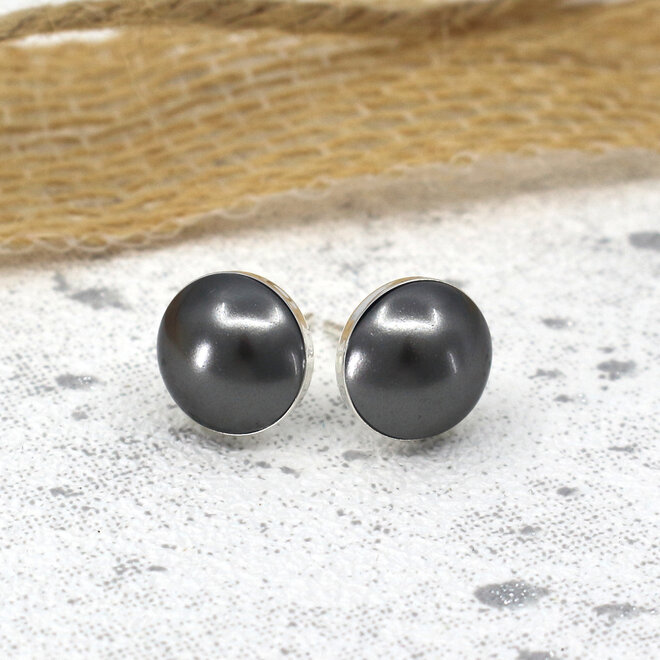 Ohrringe graue Perle Ohrstecker 10mm - Sterling Silber - ARLIZI 2471 - Lola