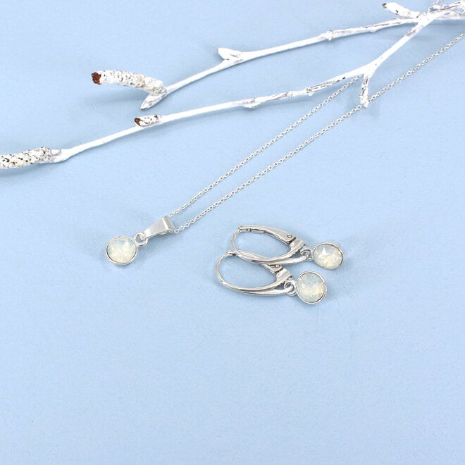 Ohrringe opalweißer Swarovski Kristall Anhänger - Sterling Silber - ARLIZI 2068 - Nala