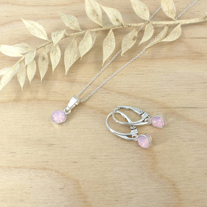 Oorbellen opaal roze Swarovski kristal hanger - sterling zilver - ARLIZI 2070 - Nala