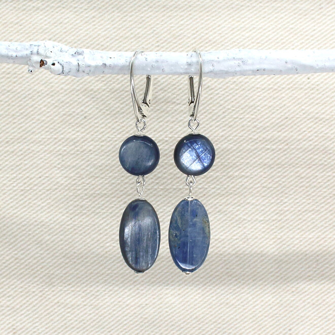 Ohrringe Blau Kyanit Edelsteinperlen Anhänger - Sterling Silber - ARLIZI 2480 - Celeste