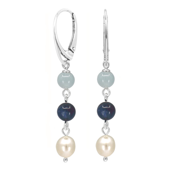 Ohrringe Aquamarin Kyanit Perle Silber - 2482