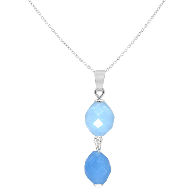 Ketting blauw jade kralen hanger - sterling zilver - ARLIZI 2485 - Jade
