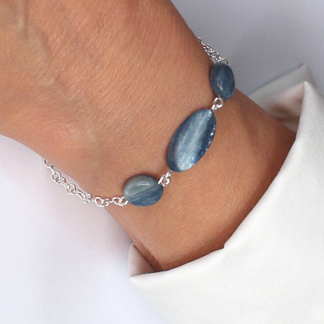 Armband blauw kyaniet kralen - sterling zilver - ARLIZI 2479 - Celeste