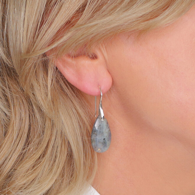 Oorbellen labradoriet druppel hanger - sterling zilver - ARLIZI 2486 - Luca