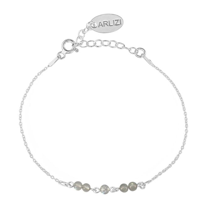 Armband labradoriet kralen sterling zilver - 2488