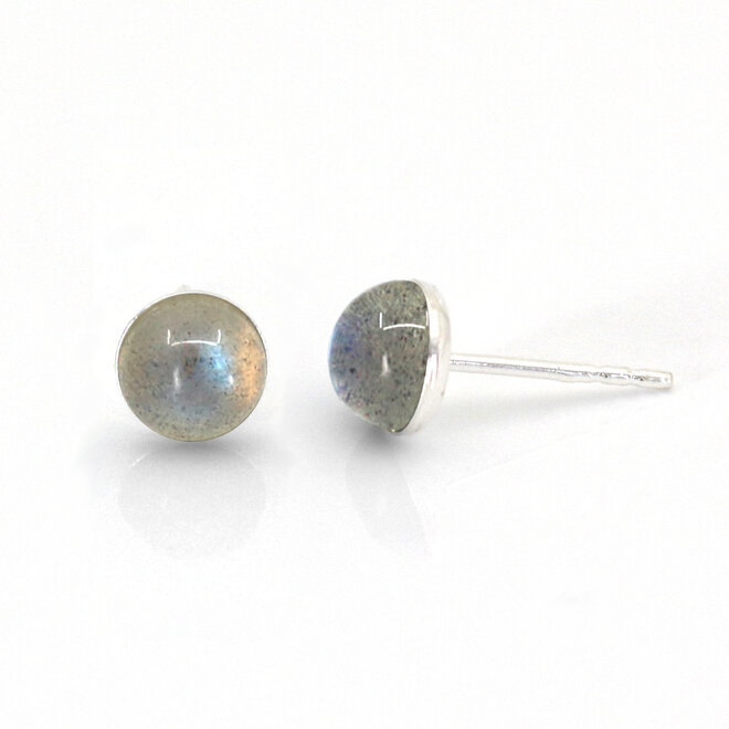 Oorbellen labradoriet cabochon - sterling zilver - 2490