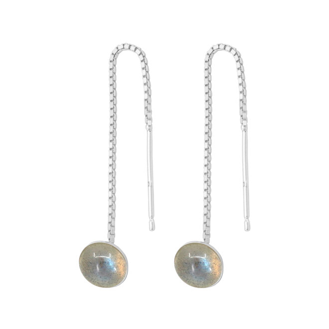 Durchzieher Ohrringe Labradorit Cabochon - Sterling Silber - ARLIZI 2491 - Joy