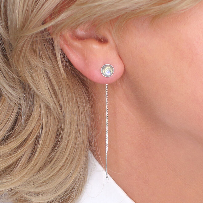 Durchzieher Ohrringe Labradorit Cabochon - Sterling Silber - ARLIZI 2491 - Joy