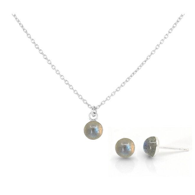 Sieradenset labradoriet cabochon sterling zilver - 2493