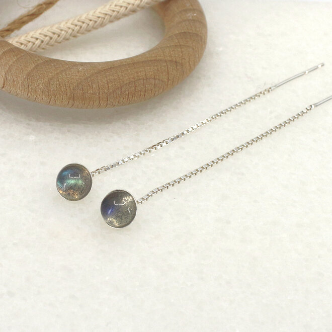 Doortrekoorbellen labradoriet cabochon - sterling zilver - ARLIZI 2491 - Joy