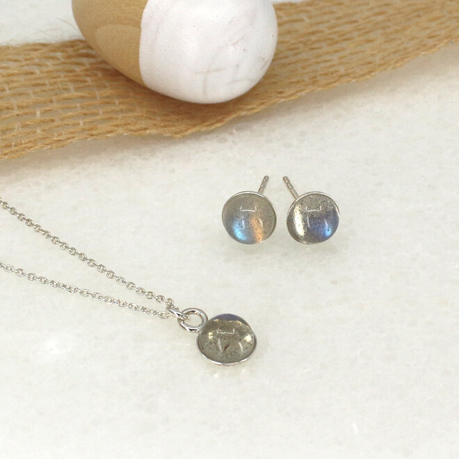Schmuck Set Labradorit Cabochon Anhänger - Sterling Silber - ARLIZI 2493 - Joy