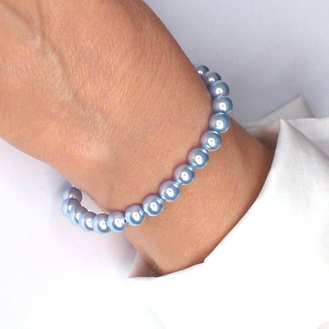 Parel armband lichtblauw 6mm - sterling zilver - ARLIZI 2495 - Noa