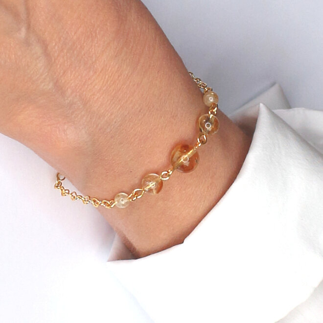 Armband citrien kralen - verguld - ARLIZI 2512 - Feline