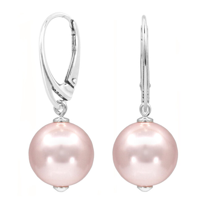 Oorbellen parel lichtroze - sterling zilver - 2497